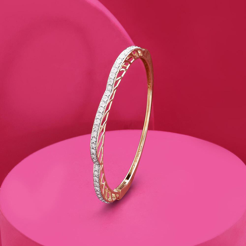 Sparkle Arch Diamond Bangle in 14K Yellow and White Gold, 0.35 ct