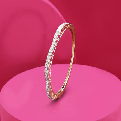 Sparkle Arch Diamond Bangle in 14K Yellow and White Gold, 0.35 ct