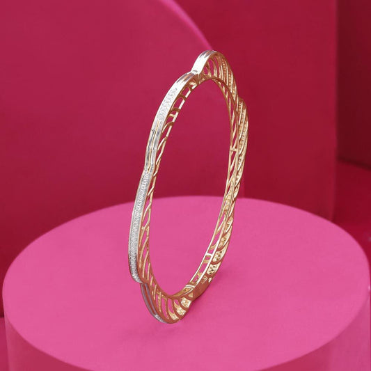 Shining Arch Diamond Bangle in 14K Yellow and White Gold, 0.63 ct