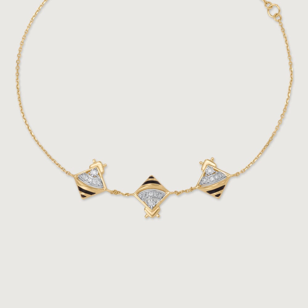 Bee Bold Diamond Bracelet in 9K Yellow and White Gold, 0.064 ct