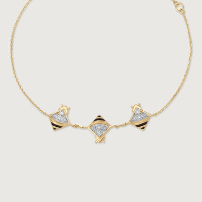 Bee Bold Diamond Bracelet in 9K Yellow and White Gold, 0.064 ct
