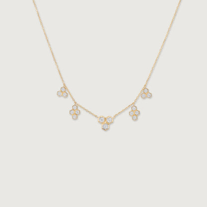 Honeycomb Harmony Diamond Necklace in 14K Yellow and White Gold, 0.114 ct