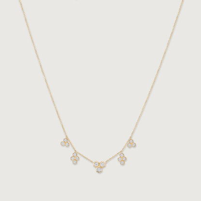 Honeycomb Harmony Diamond Necklace in 14K Yellow and White Gold, 0.114 ct