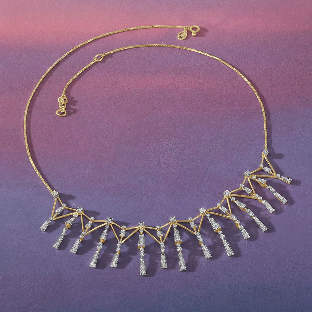 Horizon Spire Diamond Necklace in 14K Yellow Gold, 1.062 ct