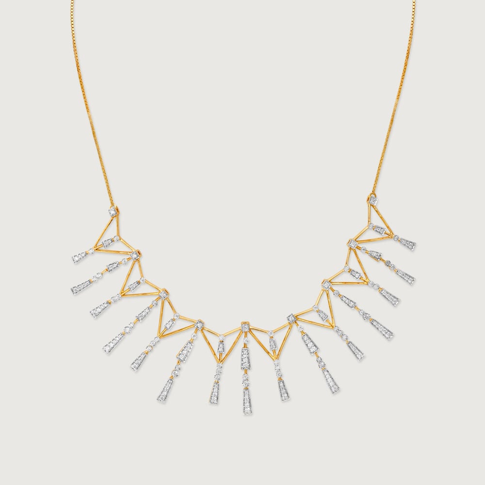 Horizon Spire Diamond Necklace in 14K Yellow Gold, 1.062 ct