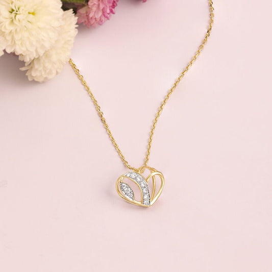 Bee Loved Heart Diamond Pendant in 14K Yellow Gold, 0.1 ct