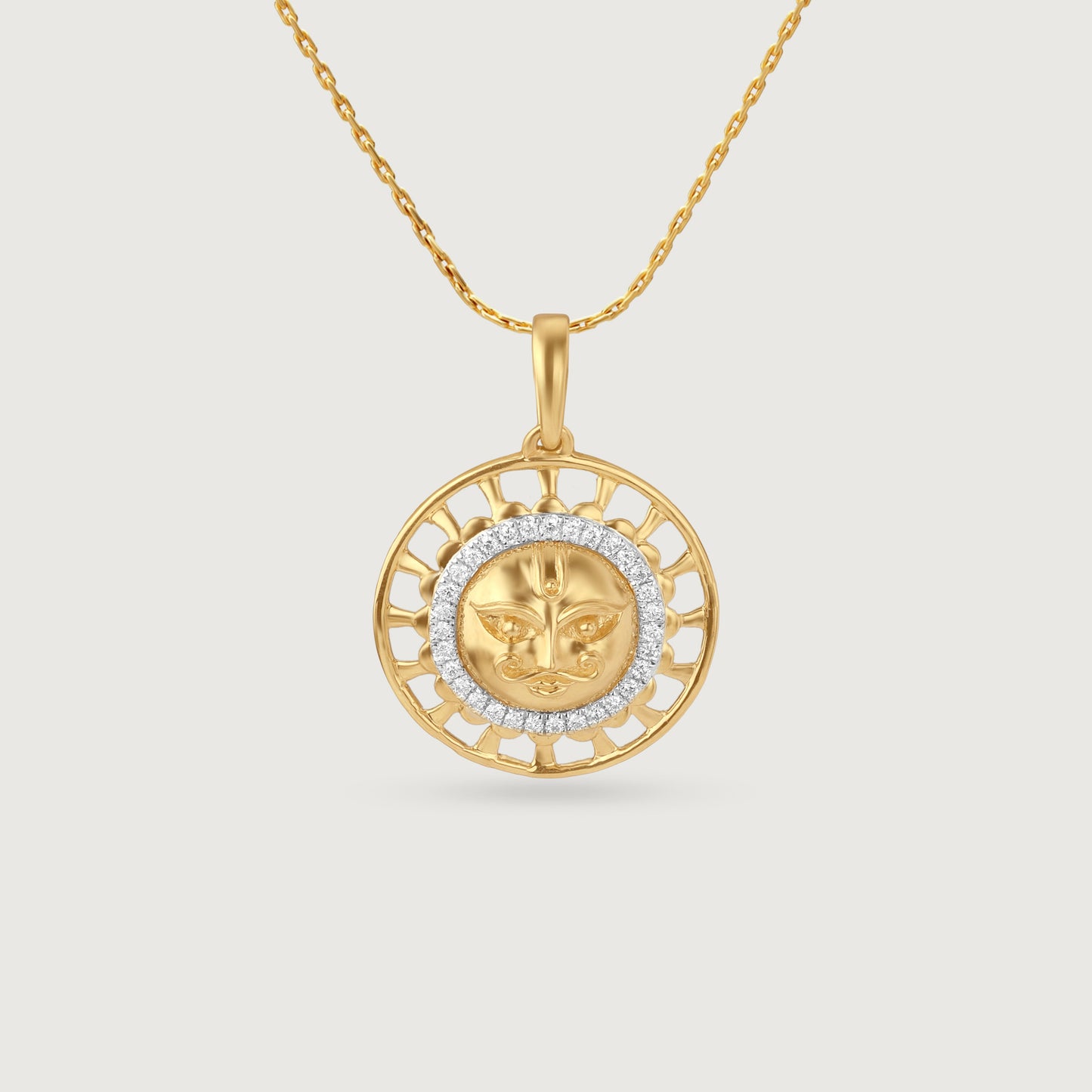 Divine Sun Radiance Diamond Pendant in 9K Yellow Gold, 0.126 ct