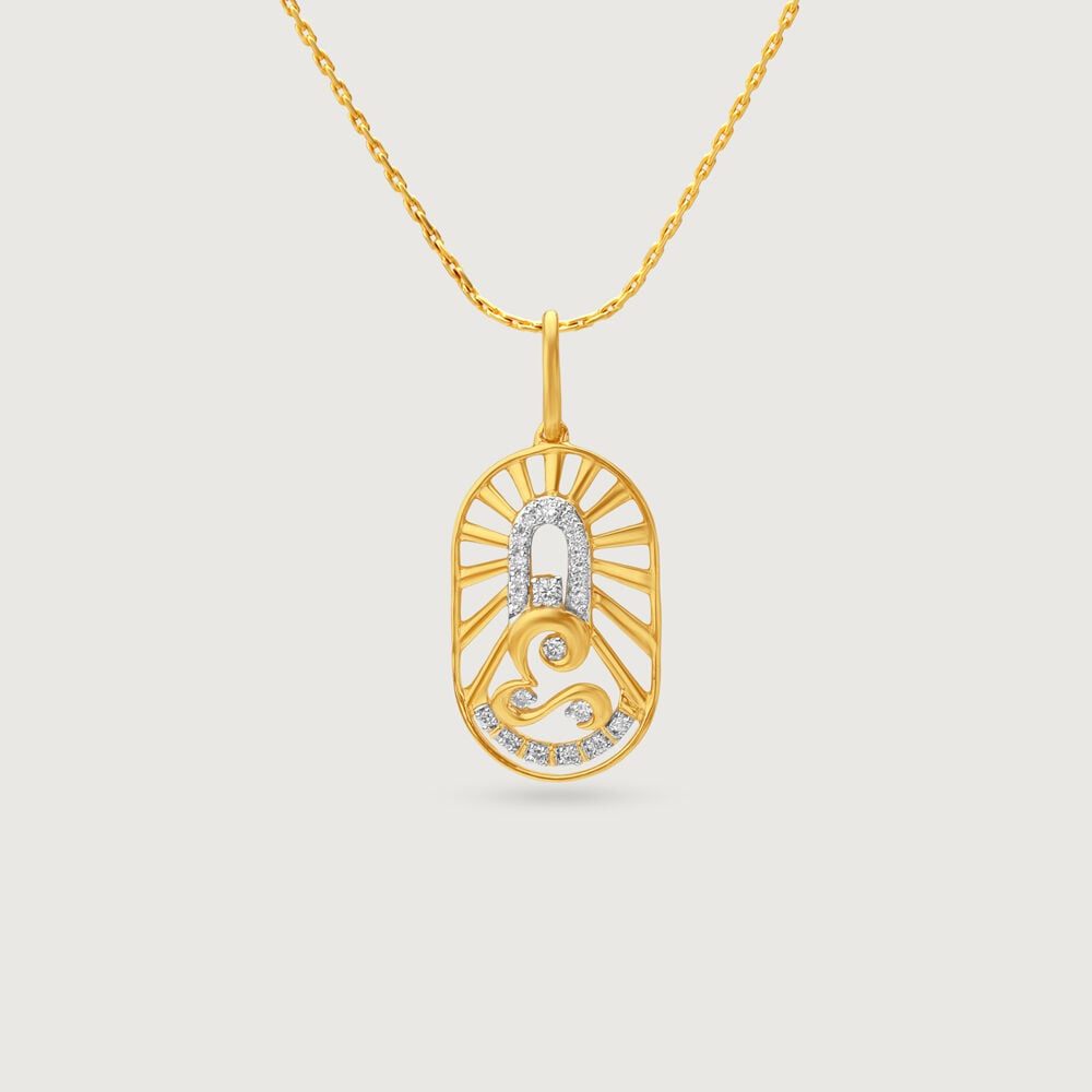 Sacred Sohum Diamond Pendant in 9K Yellow Gold, 0.112 ct