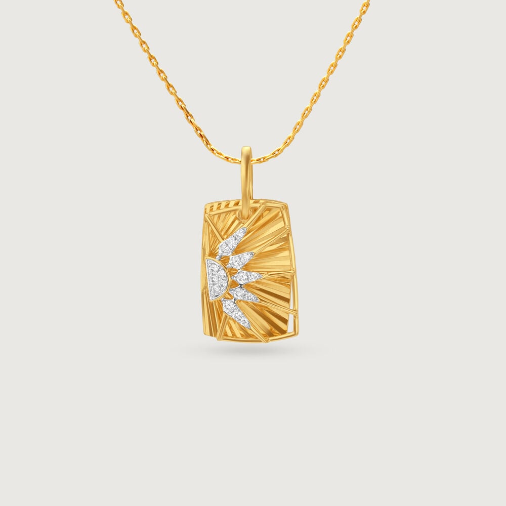 Solar Edge Diamond Pendant in 9K Yellow Gold, 0.082 ct