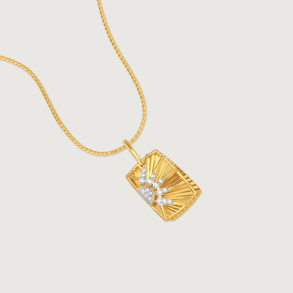 Solar Edge Diamond Pendant in 9K Yellow Gold, 0.082 ct