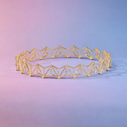 Radiant Lattice Diamond Bangle in 14K Yellow Gold, 0.493 ct