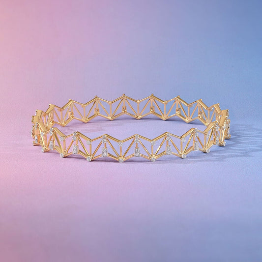 Radiant Lattice Diamond Bangle in 14K Yellow Gold, 0.493 ct