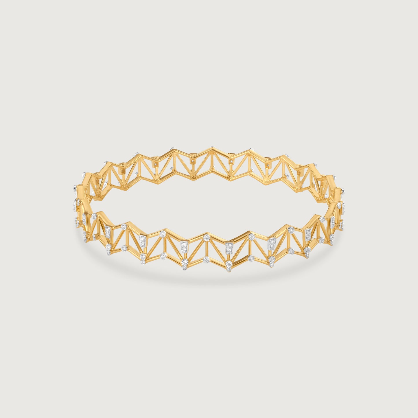 Radiant Lattice Diamond Bangle in 14K Yellow Gold, 0.493 ct