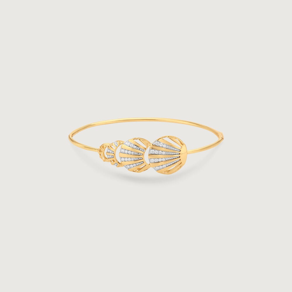 Radiant Shell Diamond Bangle in 14K Yellow Gold, 0.255 ct