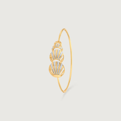 Radiant Shell Diamond Bangle in 14K Yellow Gold, 0.255 ct