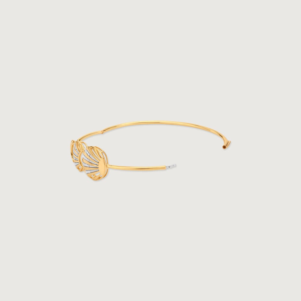Radiant Shell Diamond Bangle in 14K Yellow Gold, 0.255 ct