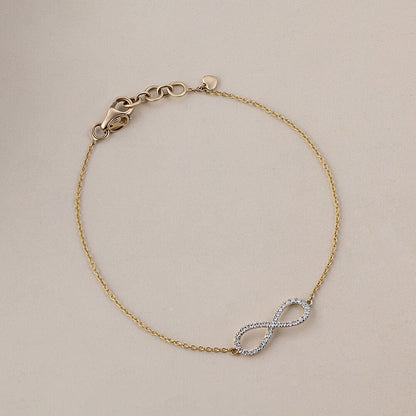Infinity Elegance Diamond & Gold Bracelet in 14K Yellow Gold, 0.157 ct