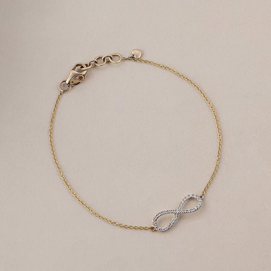 Infinity Elegance Diamond & Gold Bracelet in 14K Yellow Gold, 0.157 ct