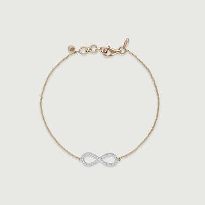 Infinity Elegance Diamond & Gold Bracelet in 14K Yellow Gold, 0.157 ct