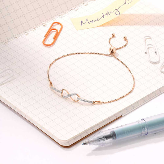 Dainty Forever Diamond Bracelet in 14K Rose Gold, 0.145 ct