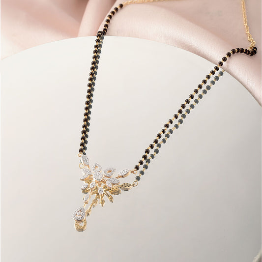 Floral Cascade Gold and Diamond Mangalsutra in 18K Yellow Gold, 0.52 ct