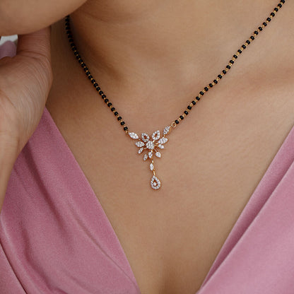 Floral Cascade Gold and Diamond Mangalsutra in 18K Yellow Gold, 0.52 ct