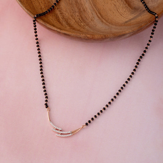 Whispering Waves Gold and Diamond Mangalsutra in 18K Rose Gold, 0.154 ct