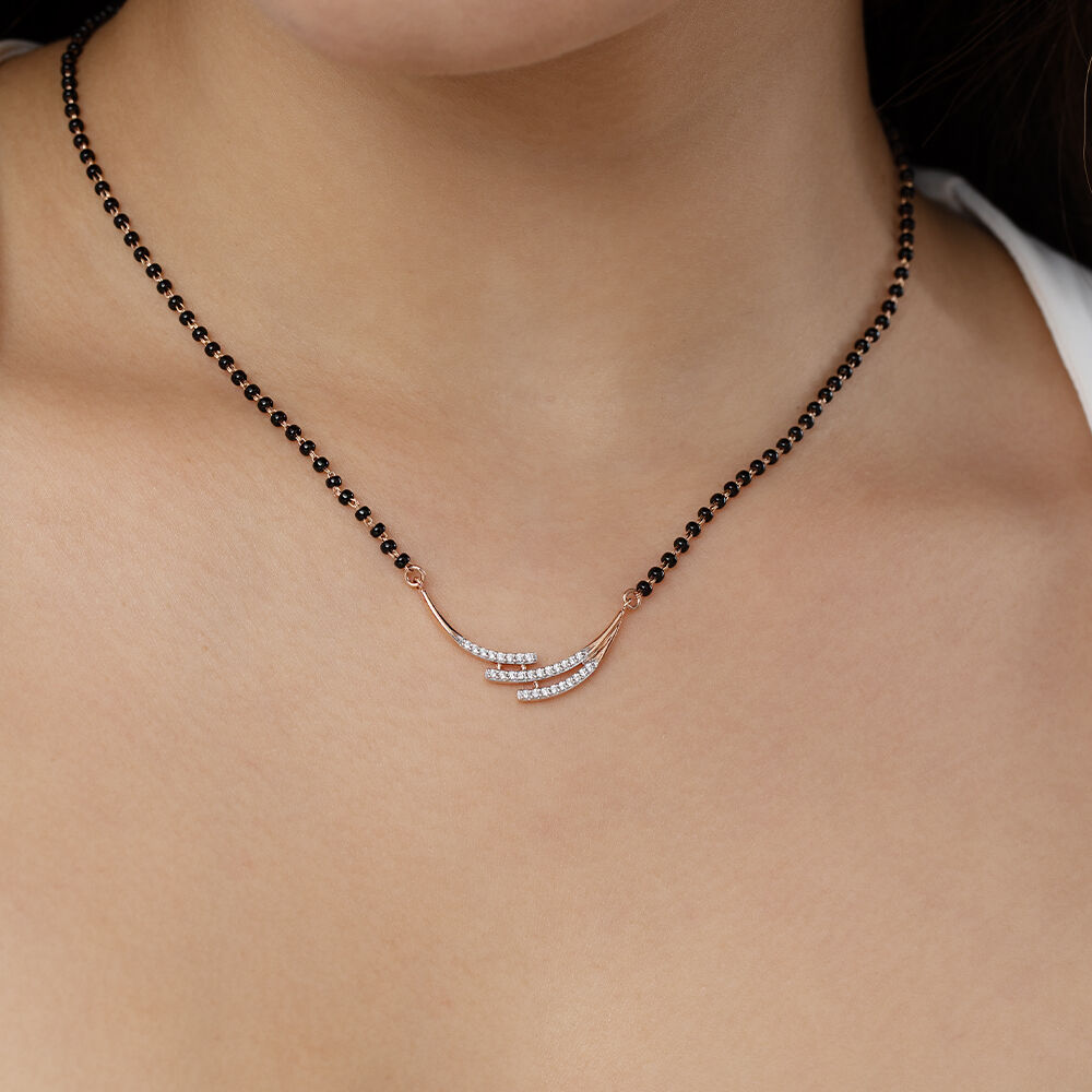 Whispering Waves Gold and Diamond Mangalsutra in 18K Rose Gold, 0.154 ct