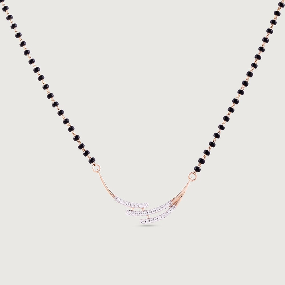 Whispering Waves Gold and Diamond Mangalsutra in 18K Rose Gold, 0.154 ct