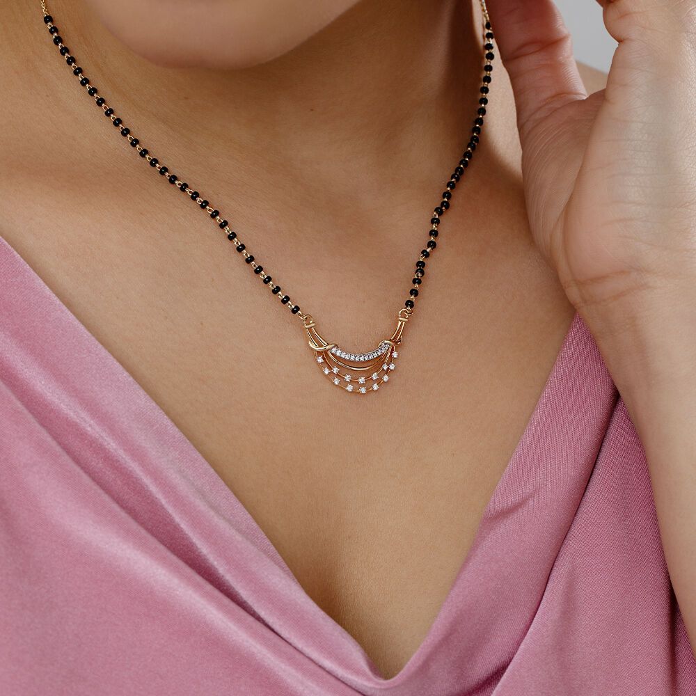 Layered Grace Gold and Diamond Mangalsutra in 14K Yellow Gold, 0.226 ct