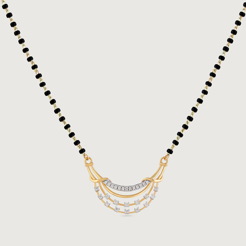 Layered Grace Gold and Diamond Mangalsutra in 14K Yellow Gold, 0.226 ct