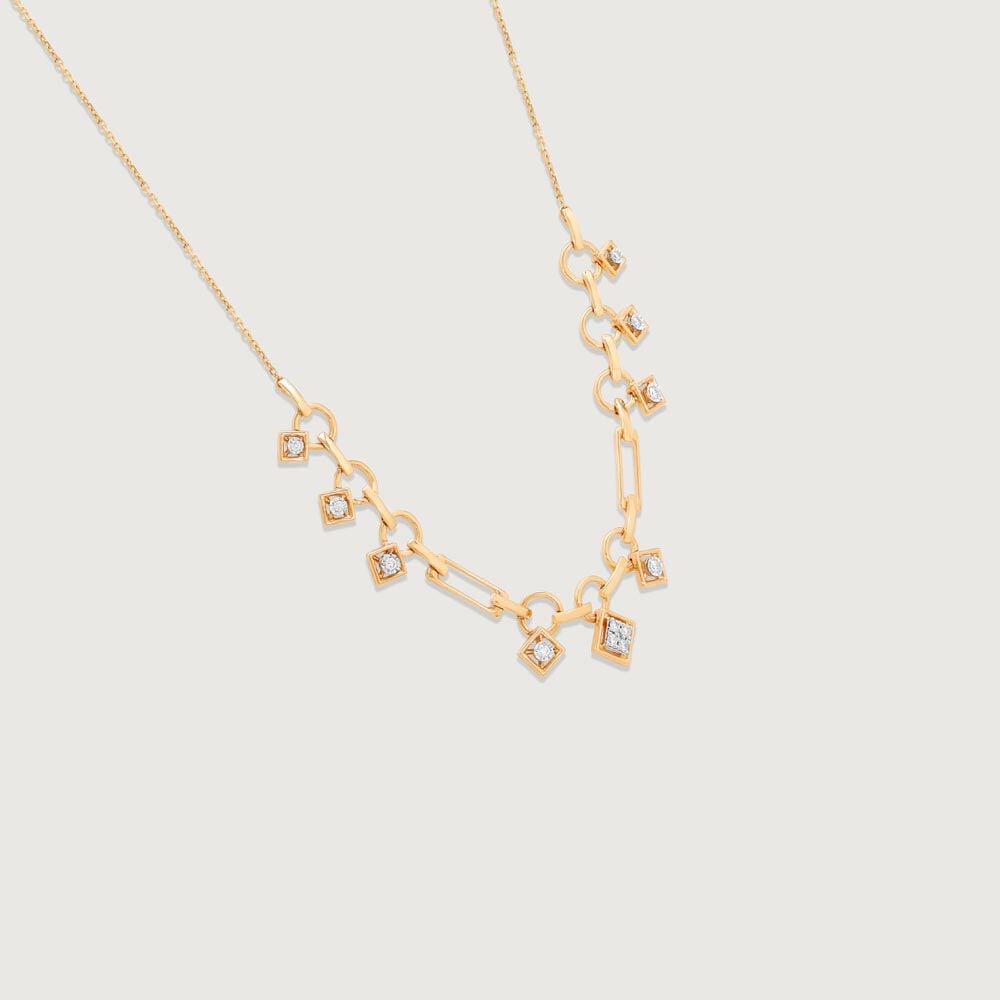 Geometric Charm Diamond Necklace in 14K Yellow Gold, 0.201 ct