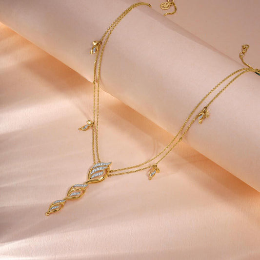 Twirling Grace Diamond Necklace in 14K Yellow Gold, 0.226 ct