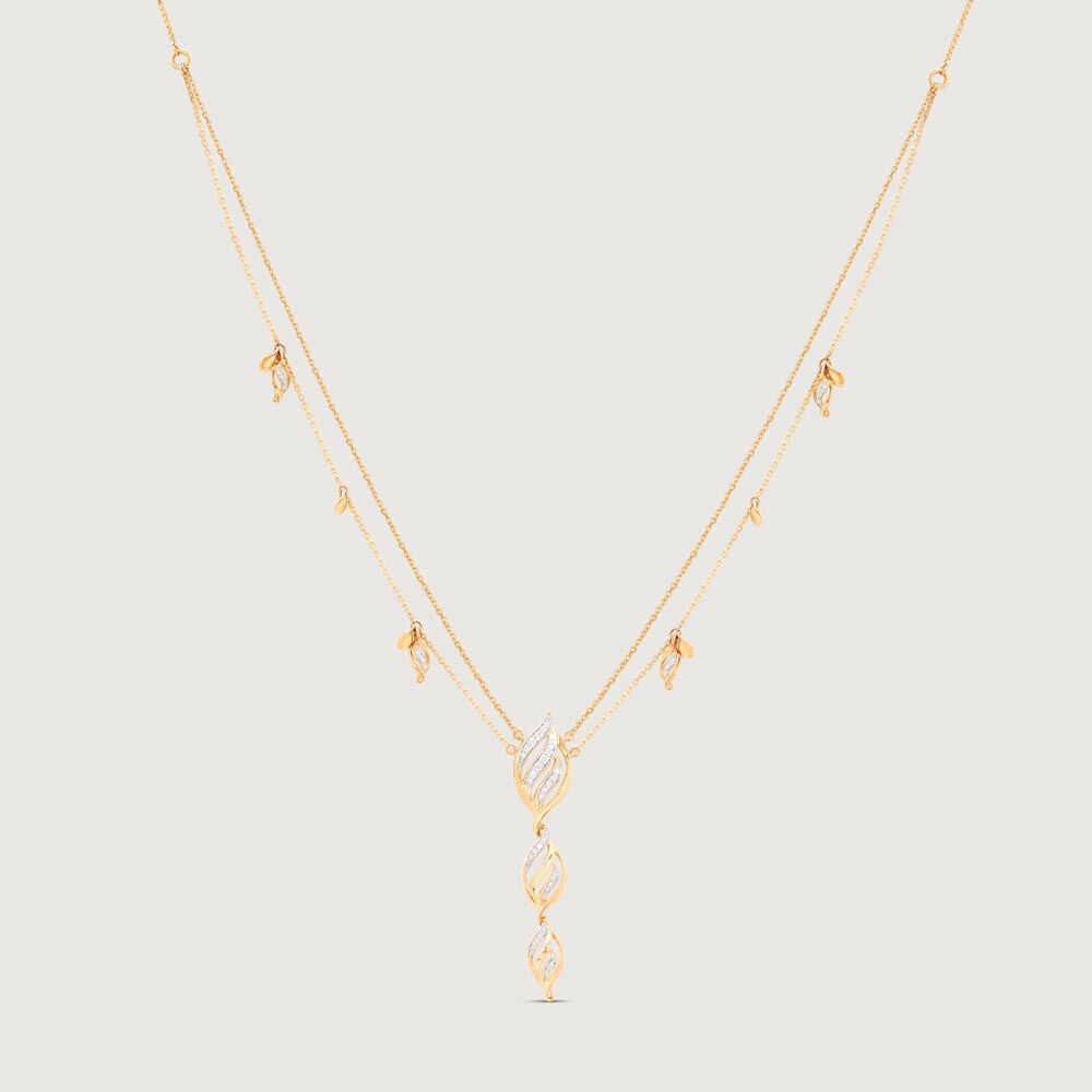 Twirling Grace Diamond Necklace in 14K Yellow Gold, 0.226 ct
