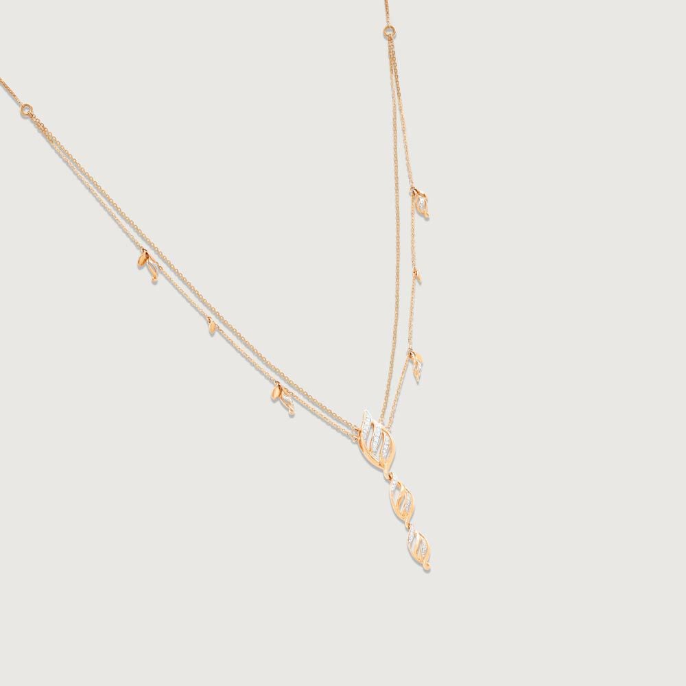 Twirling Grace Diamond Necklace in 14K Yellow Gold, 0.226 ct