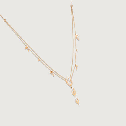 Twirling Grace Diamond Necklace in 14K Yellow Gold, 0.226 ct