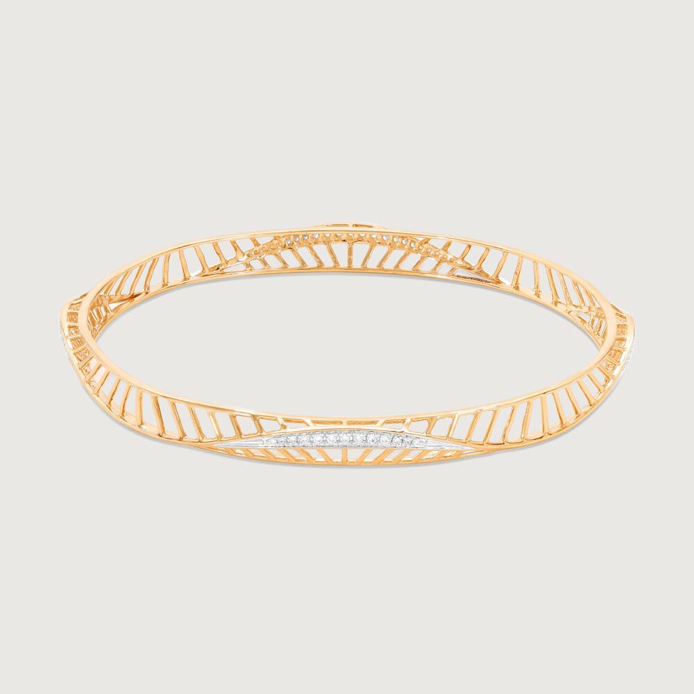 Trendy Sleek Diamond Bangle in 14K Yellow Gold, 0.305 ct