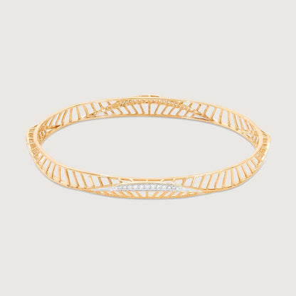 Trendy Sleek Diamond Bangle in 14K Yellow Gold, 0.305 ct