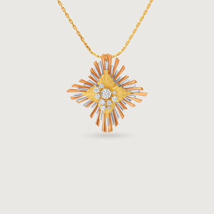 Radiant Bloom Diamond Pendant in 9K Yellow White and Rose Gold, 0.12 ct