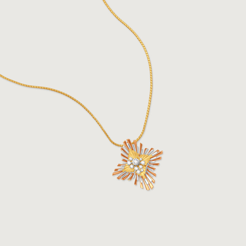 Radiant Bloom Diamond Pendant in 9K Yellow White and Rose Gold, 0.12 ct