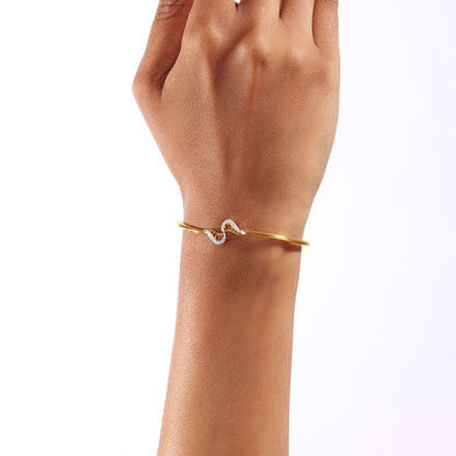 Graceful Twirl Diamond Bangle in 14K Yellow Gold, 0.069 ct