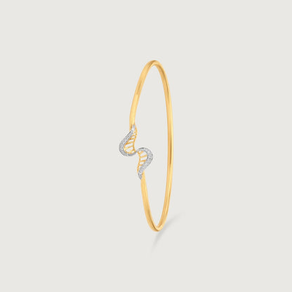 Graceful Twirl Diamond Bangle in 14K Yellow Gold, 0.069 ct