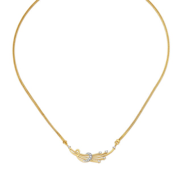 Bold Feather Diamond and Gold Necklace