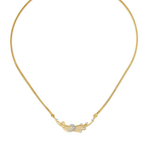 Bold Feather Diamond and Gold Necklace