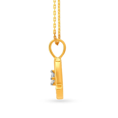 Intricate Stunning Gold and Diamond Pendant in 18K Yellow Gold, 0.106 ct