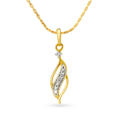 Arresting Leaf Motif Diamond Pendant in 18K Yellow Gold, 0.08 ct