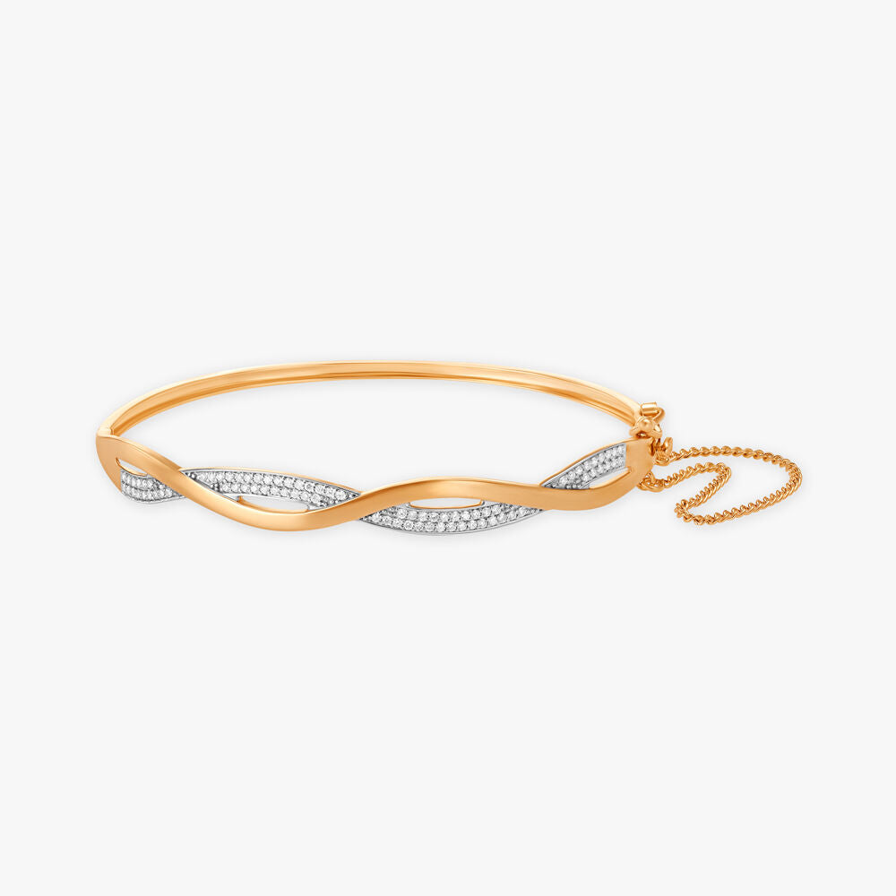 Bold Waves Diamond Bangle in 18K Yellow Gold, 0.294 ct