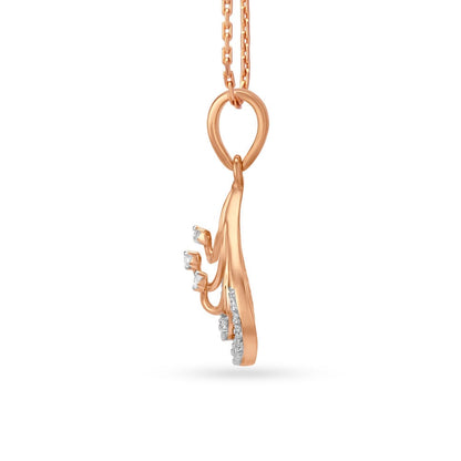 Majestic Teardrop Shaped Pendant and Earrings Set in 18K Rose Gold, 0.304 ct
