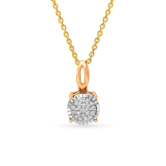 Dainty Diamond White and Rose Gold Pendant in 18K White and Rose, 0.07 ct