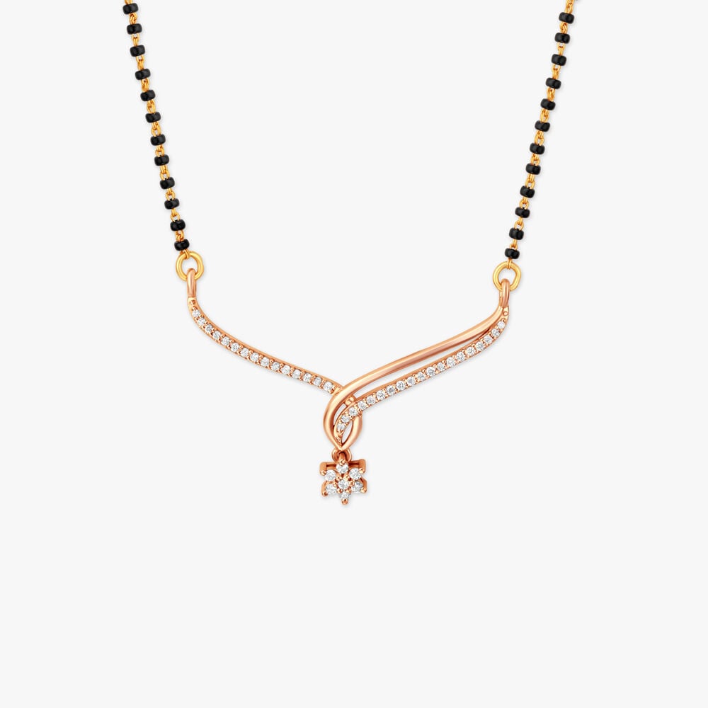 Stylish Floral Mangalsutra in 18K Yellow and Rose Gold, 0.238 ct